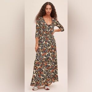 Anthropologie Maeve Omya Smocked Floral Maxi Dress SZ S